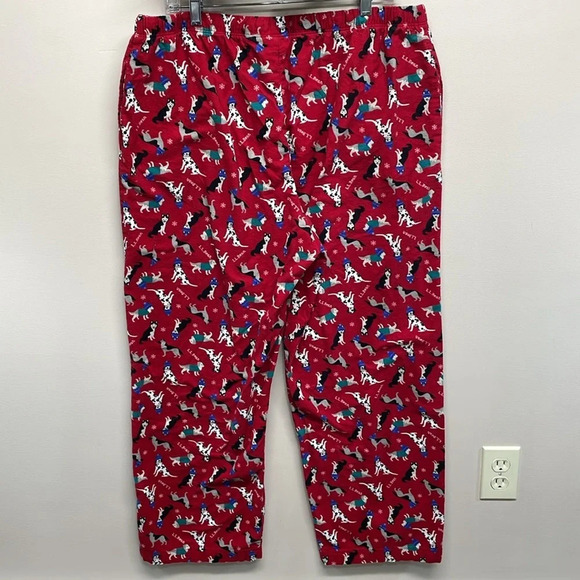 L.L. Bean Flannel Sleep Pants Red Winter Dog Print XL - Picture 5 of 16